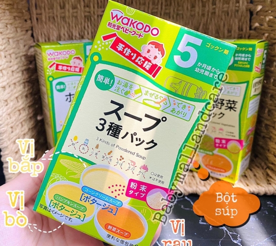 Wakodo Nhật bột soup  ăn dặm  bé 5 tháng 